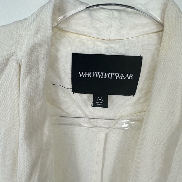 Who What Wear Linen Rayon Open Front Vest Long Line Off White Pockets Medium - Picture 3 of 6